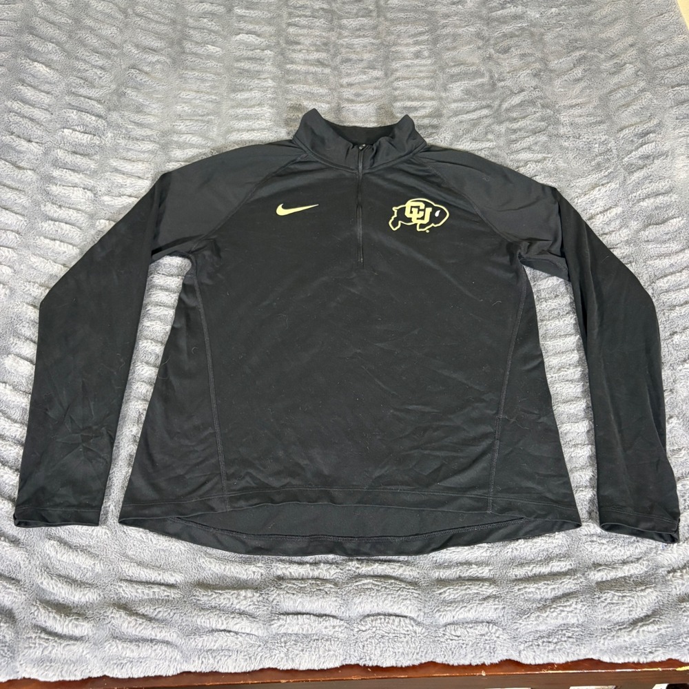 Nike Colorado Buffaloes Dri-FIT Quarter Zip Pullover Black Womens Large AT300